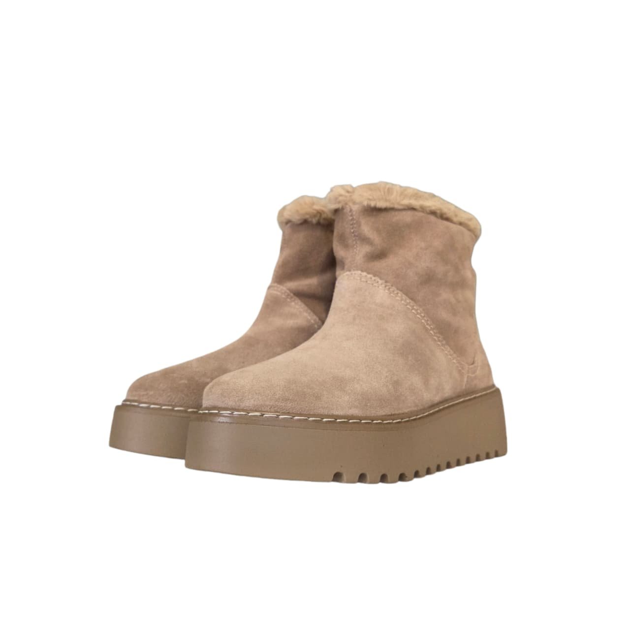 Bottero Bota Plataforma Cano Curto em Couro Forrada Ref. 379201 Bege 7