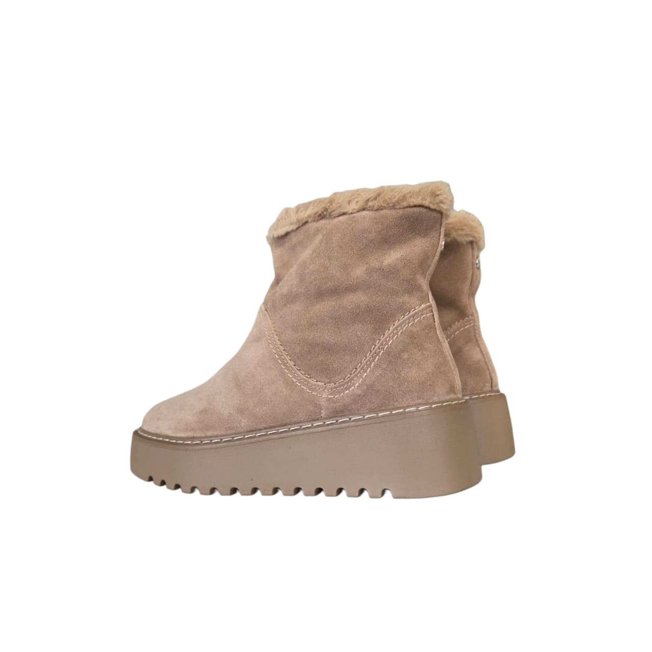 Bottero Bota Plataforma Cano Curto em Couro Forrada Ref. 379201 Bege 8