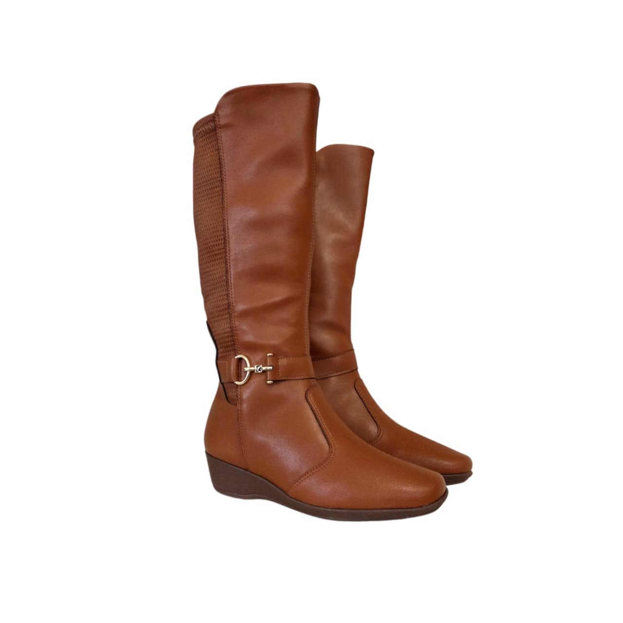 Piccadilly Bota Anabela Cano Longo Salto 4 cm Ref. 143251 Conhaque 5