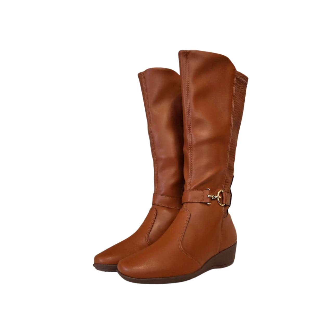 Piccadilly Bota Anabela Cano Longo Salto 4 cm Ref. 143251 Conhaque 6