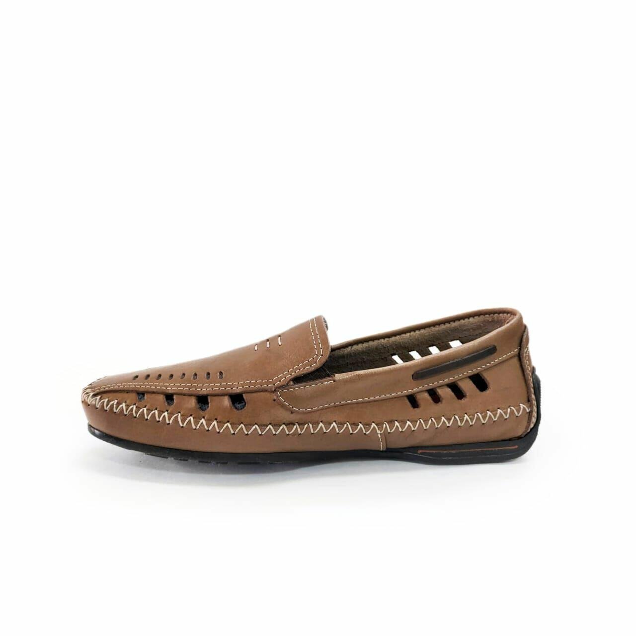 Pegada Mocassim Drive Masculino Couro Perfuros Ref. 140725 Marrom 2