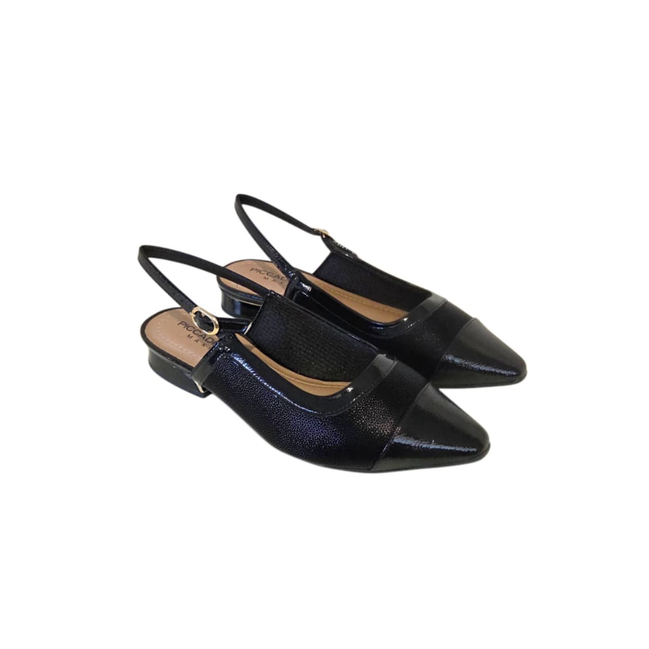 Piccadilly Maxi Sapatilha Slingback Bico Fino Ref. 279052 Preto 2