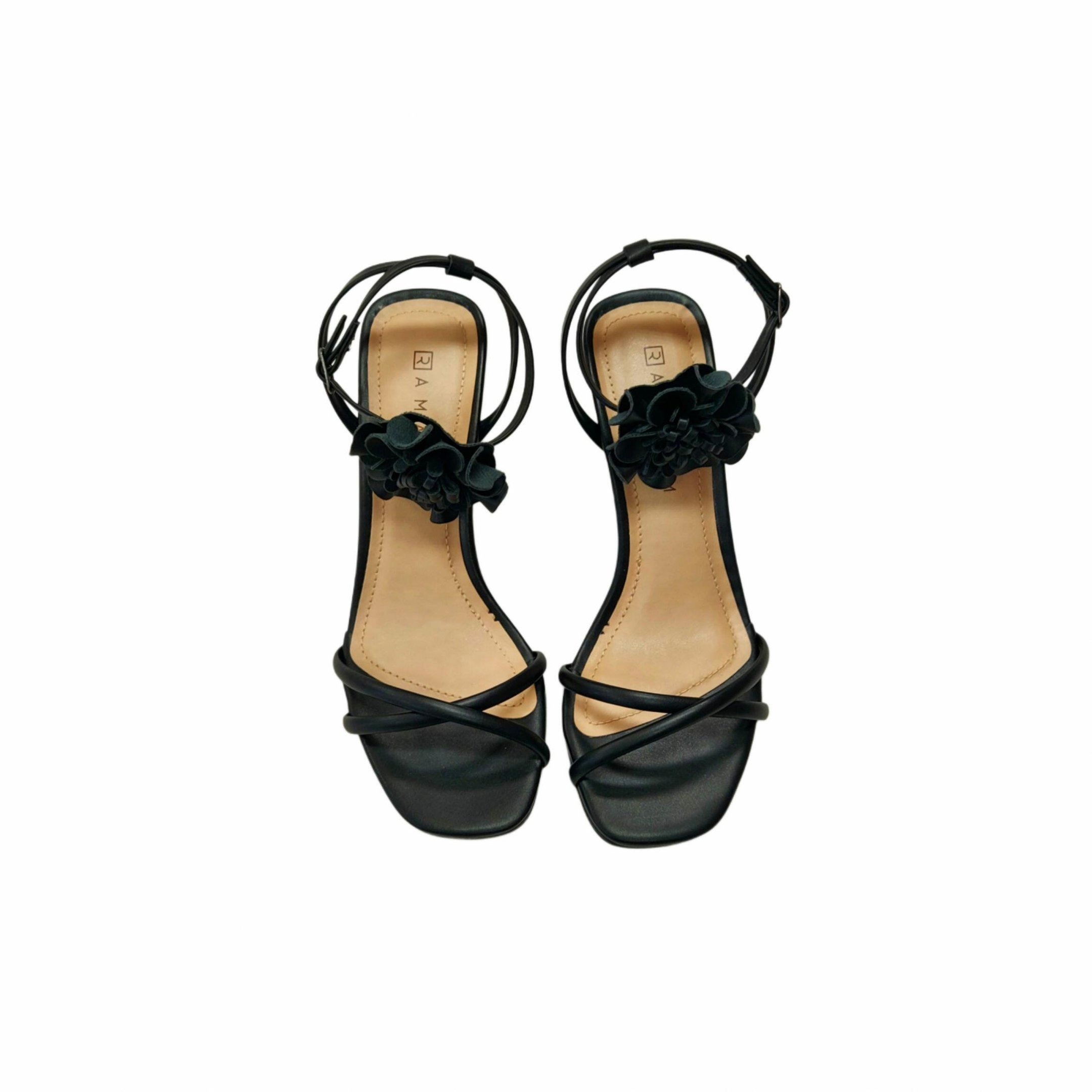 Ramarim Sandalia Feminina Salto 8 cm com Flor Ref. 2426204 Preto 4