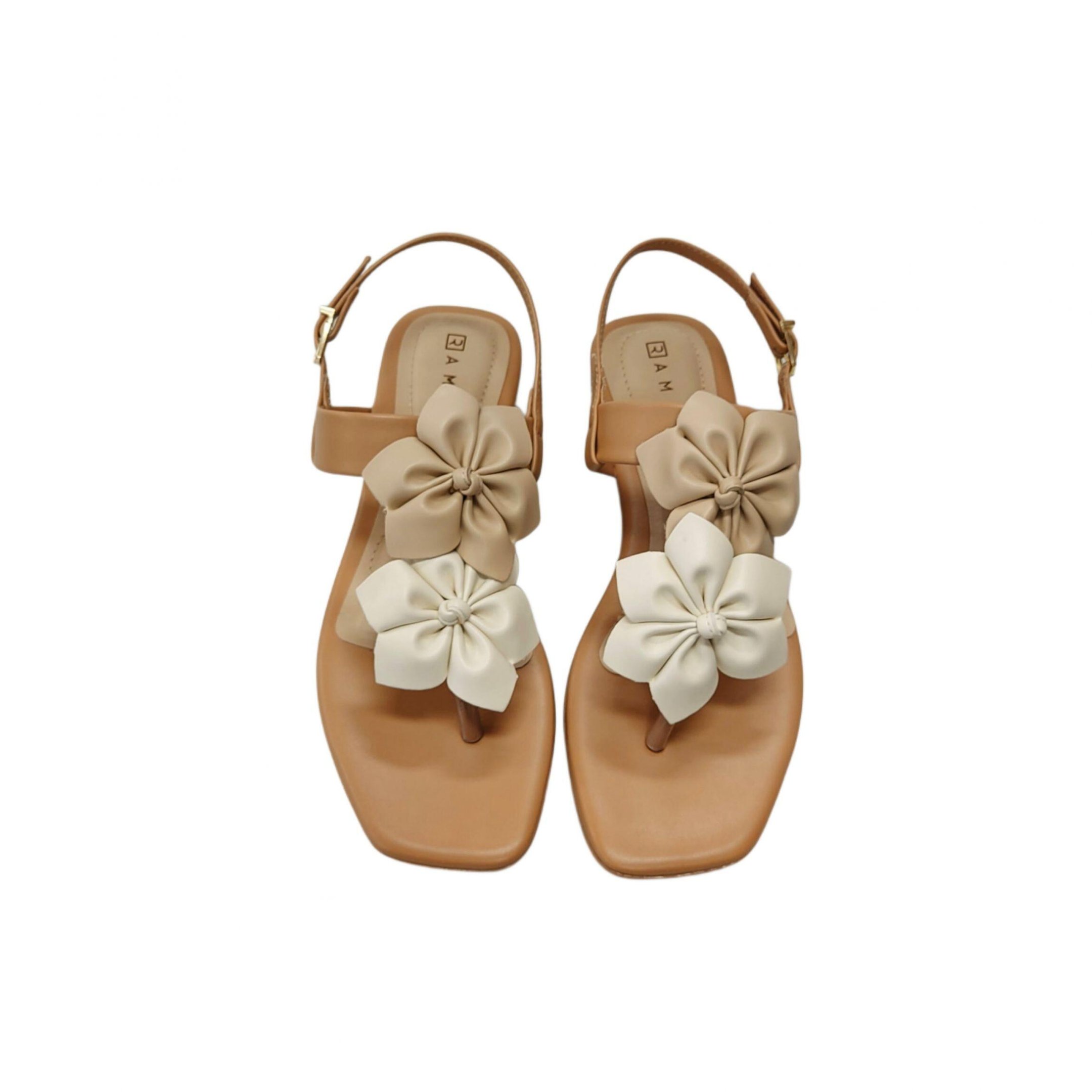 Ramarim Sandalia Rasteira Feminina Flowers Ref. 2425203 Caqui 2