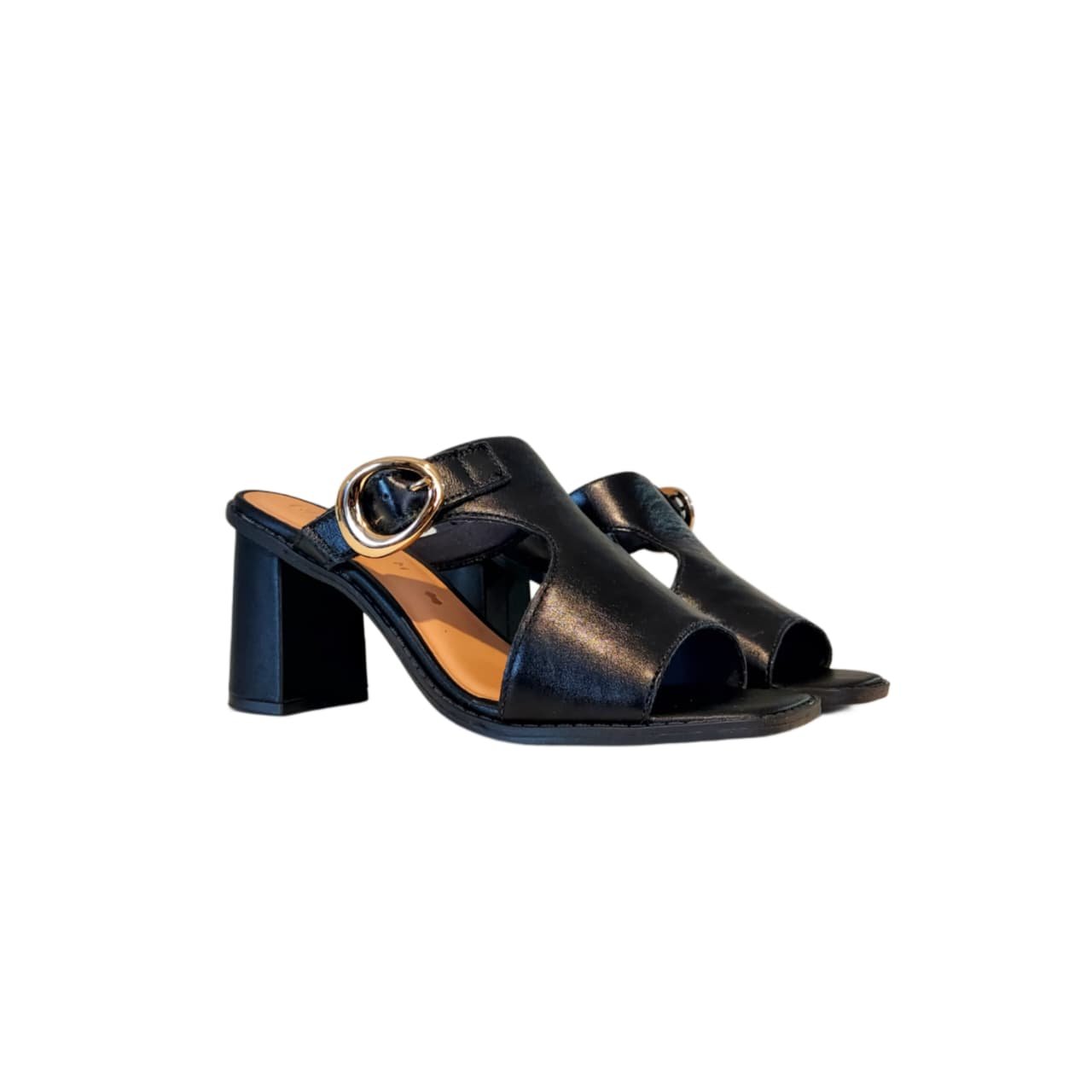 Ramarim Tamanco Feminino em Couro Salto Bloco 7 cm Ref. 2550202 Preto 5