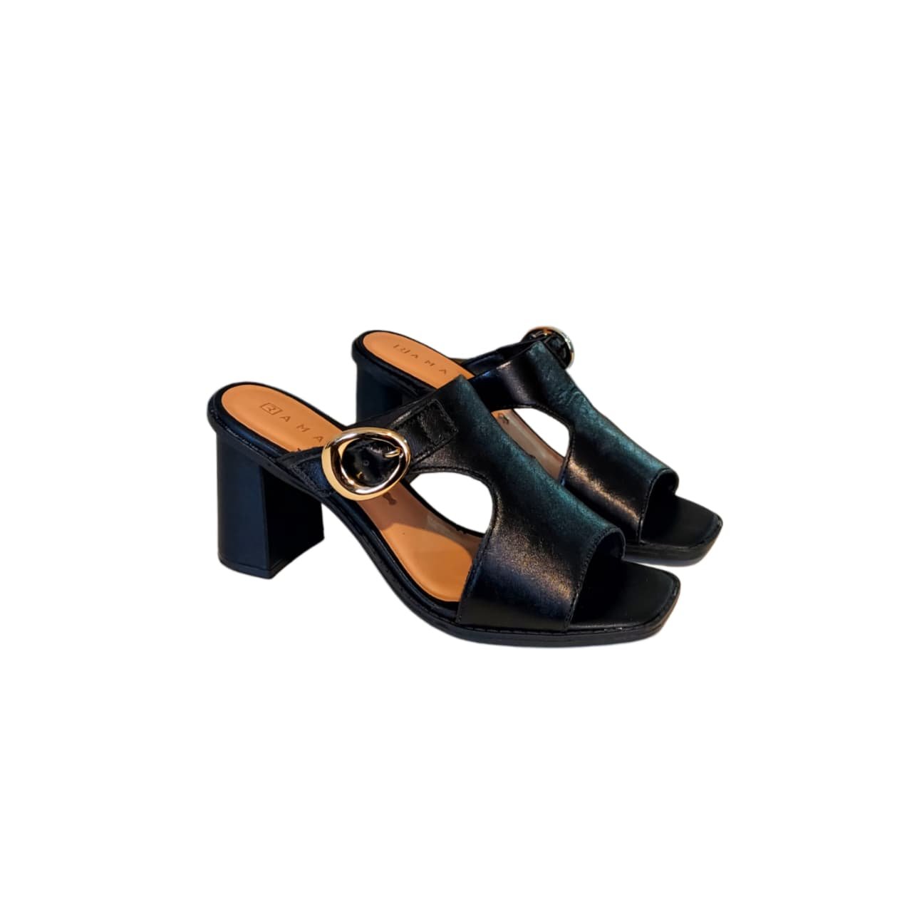 Ramarim Tamanco Feminino em Couro Salto Bloco 7 cm Ref. 2550202 Preto 6