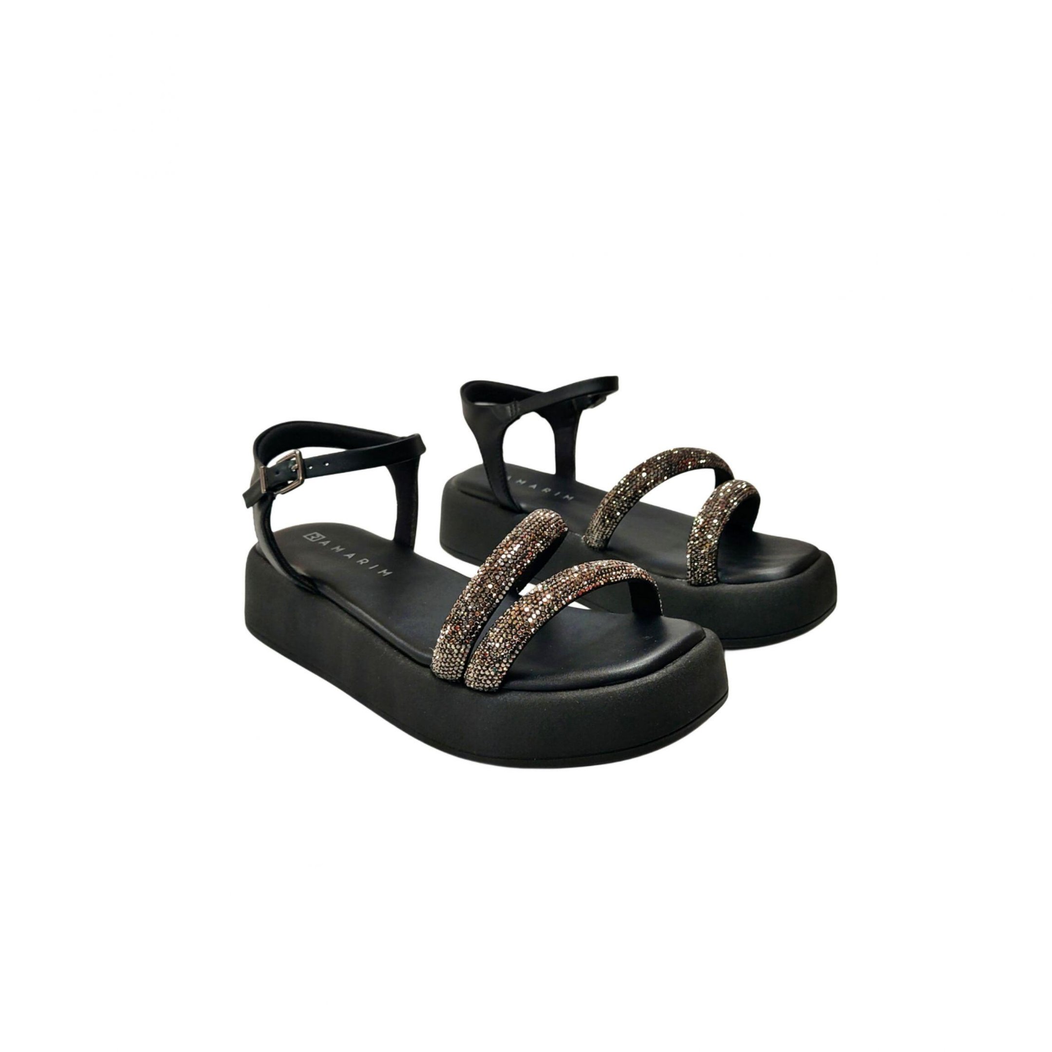 Ramarim Sandalia Plataforma Feminina Tira Strass Ref.2439202