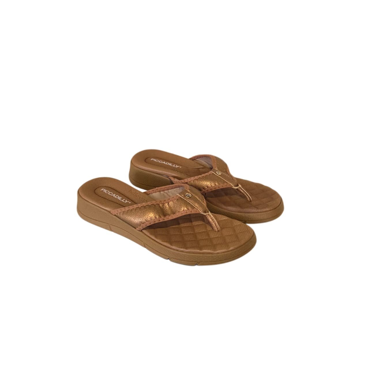 Piccadilly Chinelo Feminino Linha Hello Esporao Ref. 571009 Mascavo/Ouro Velho 2