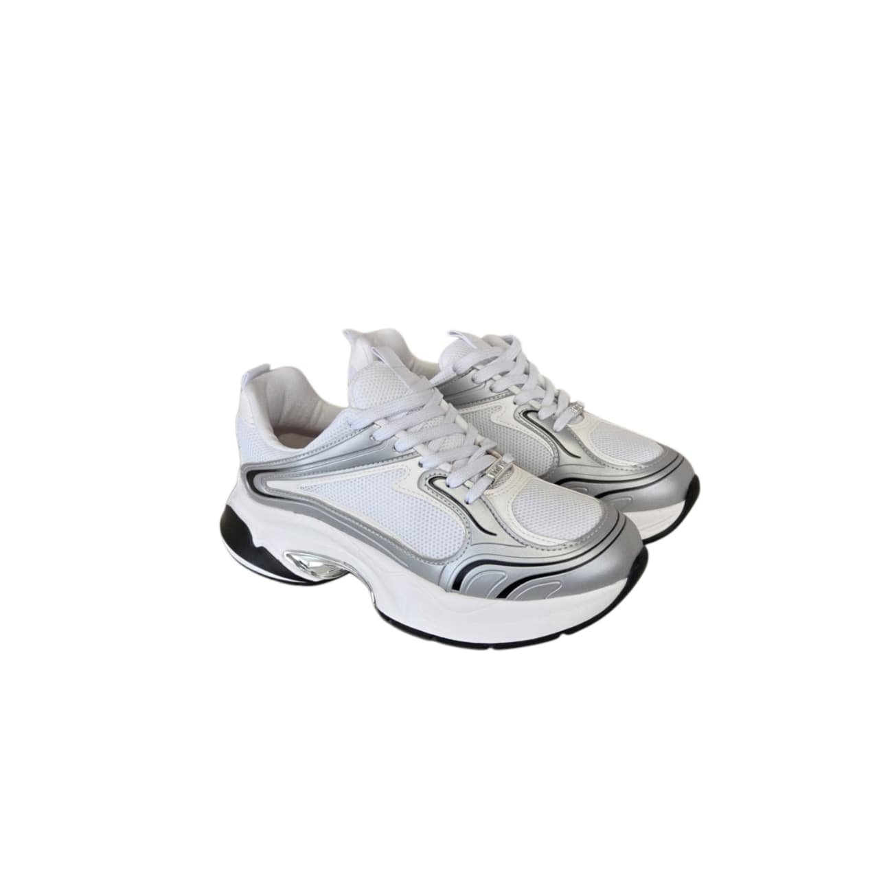 Vizzano Tenis Chunky Casual Feminino Ref. 1487.204 Branco/Prata 2