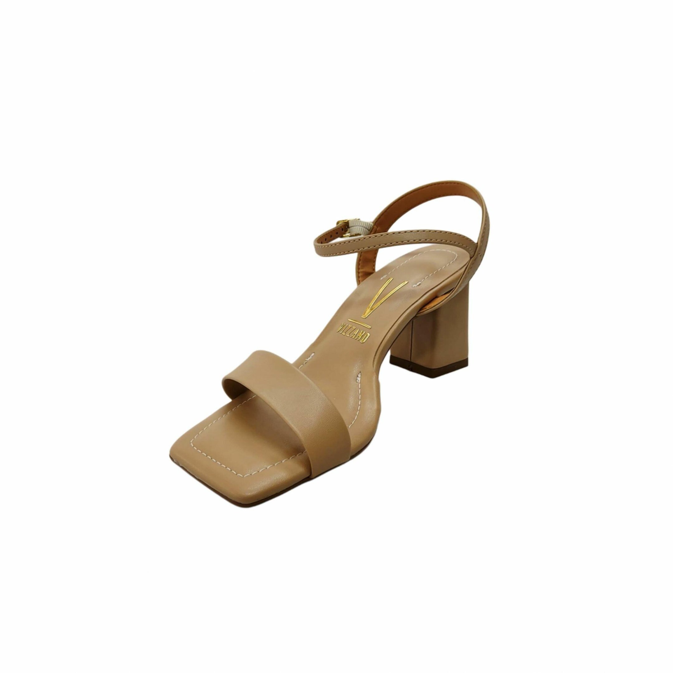 Vizzano Sandalia Feminina Salto Bloco 8 cm Ref. 6455.101 Bege 2