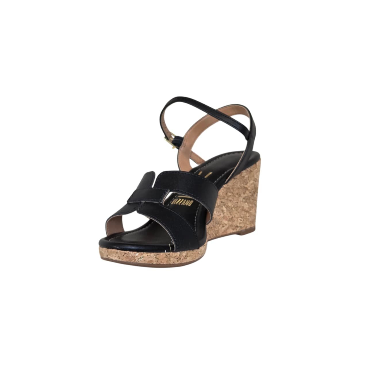 Vizzano Sandalia Anabela Feminina Salto 7 cm Ref. 6501.130 Preto 2