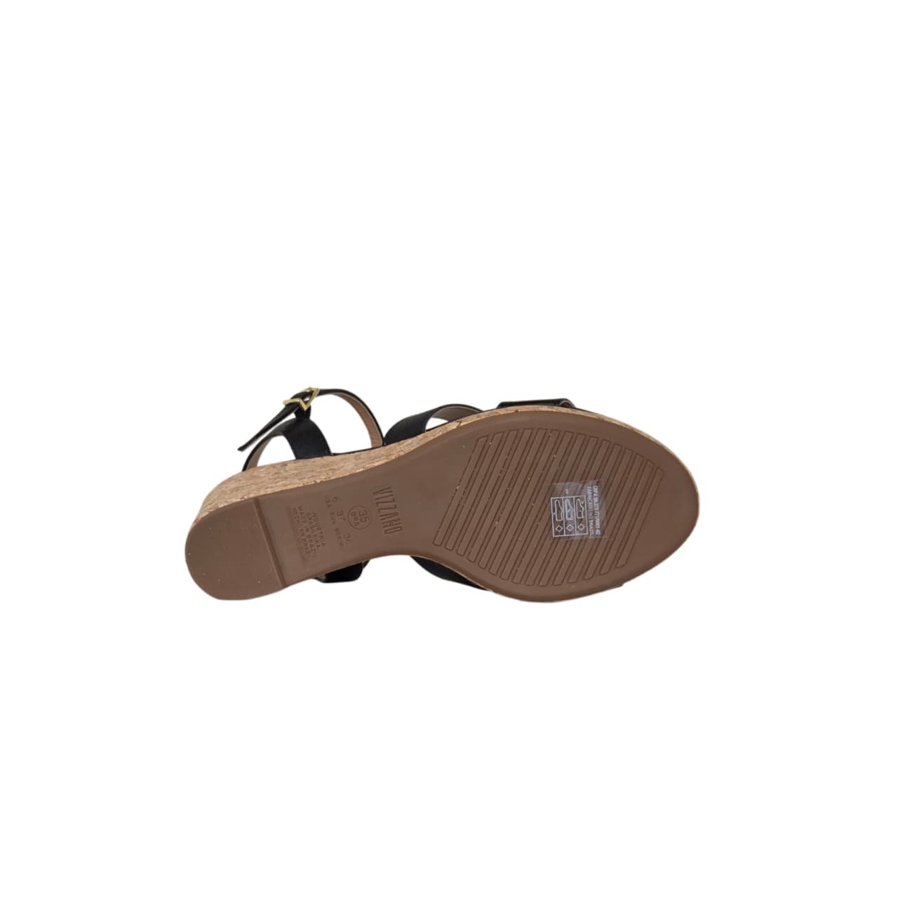 Vizzano Sandalia Anabela Feminina Salto 7 cm Ref. 6501.130 Preto 4