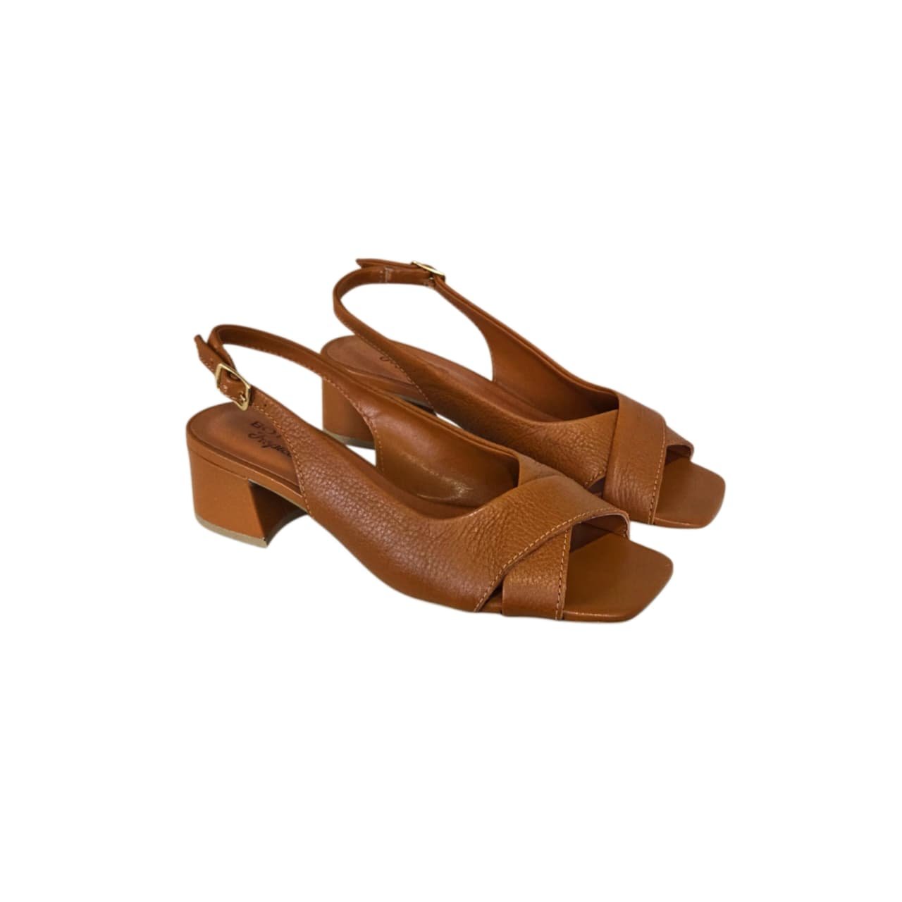 Bottero Sandalia Slingback em Couro Salto 4,5 cm Ref. 374016 Caramelo 2