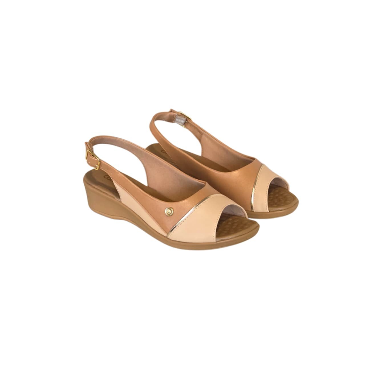 Comfortflex Sandalia Anabela Slingback Feminina Ref. 2672404 Macadamia 2