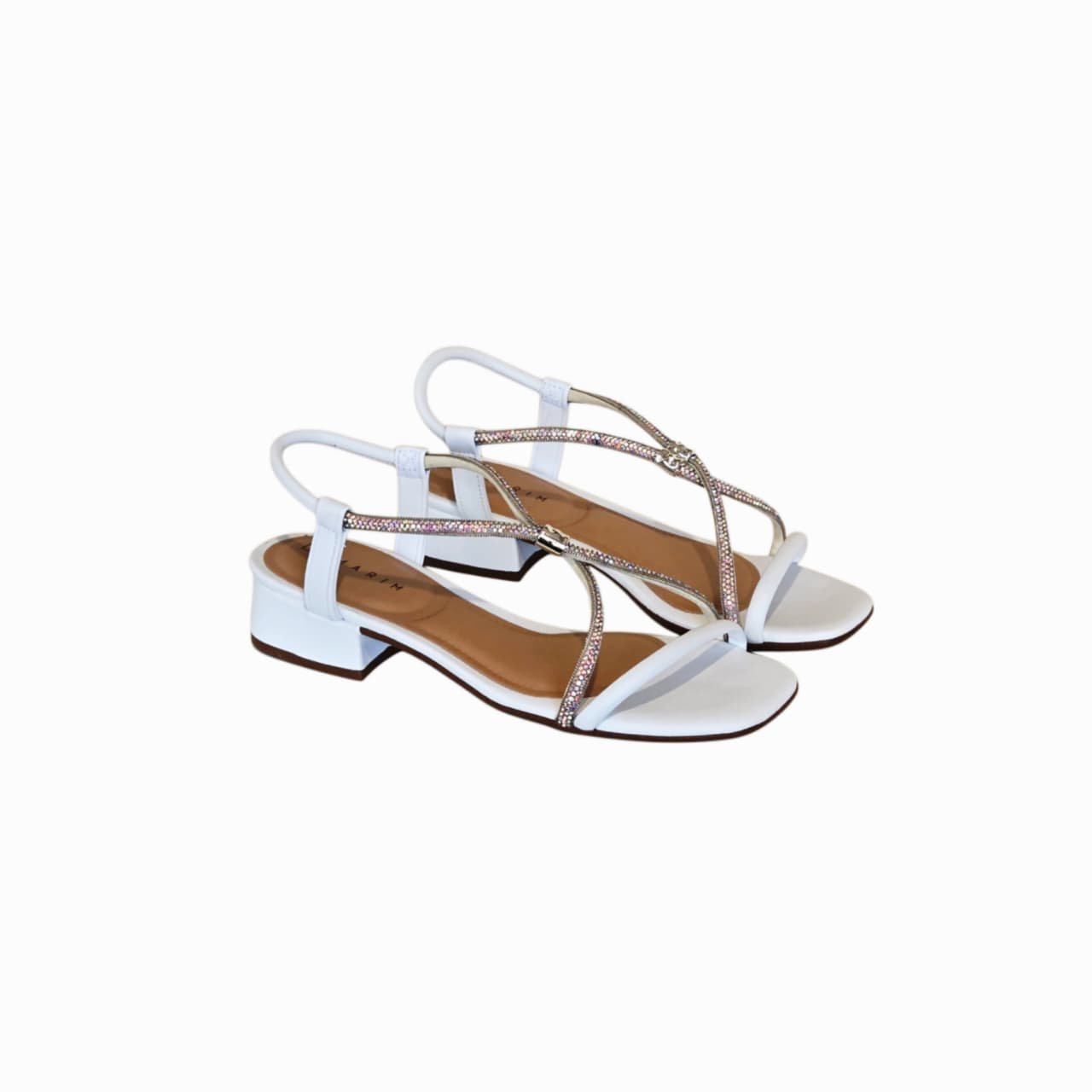 Ramarim Sandalia Feminina com Strass Salto 3 cm Ref. 2648201 Branco 2