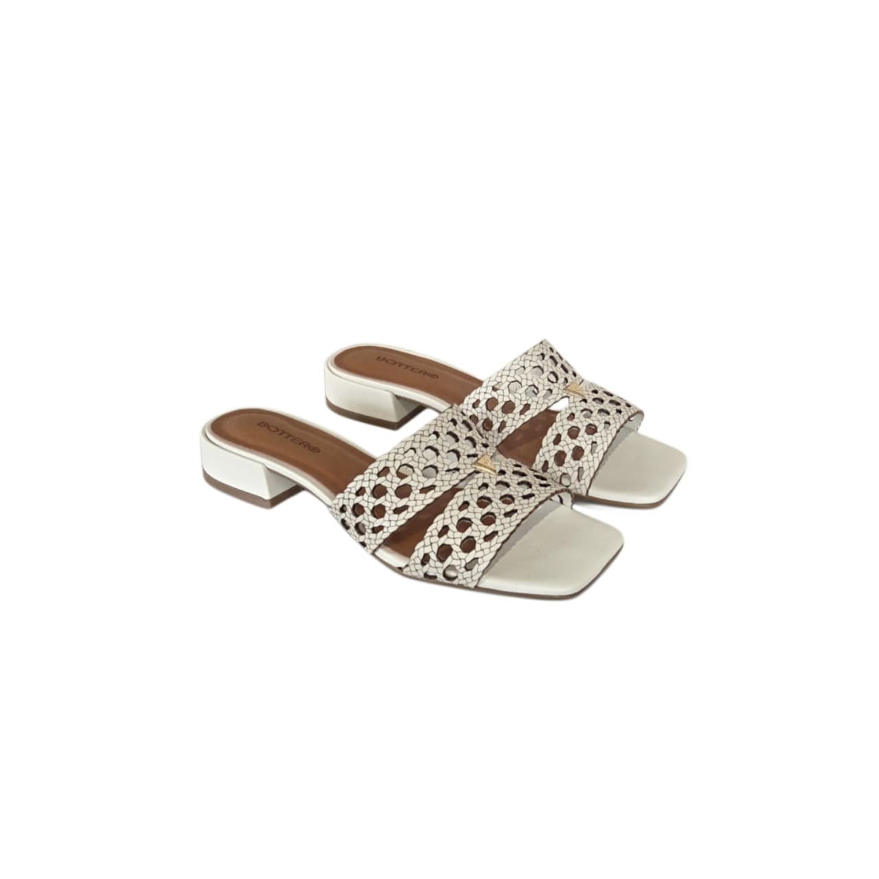 Bottero Tamanco Feminino Salto Bloco 2 cm Ref. 372907 Off White 2