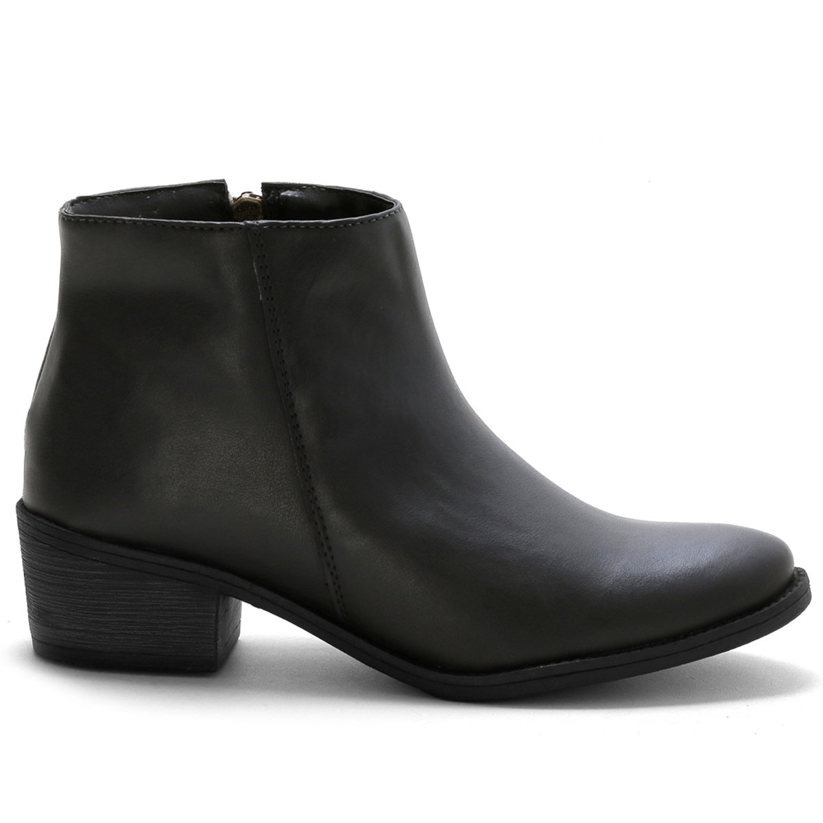 Bota Casual Feminina Bredeni Coturno Salto Baixo Ziper Conforto Estilo Preto 2
