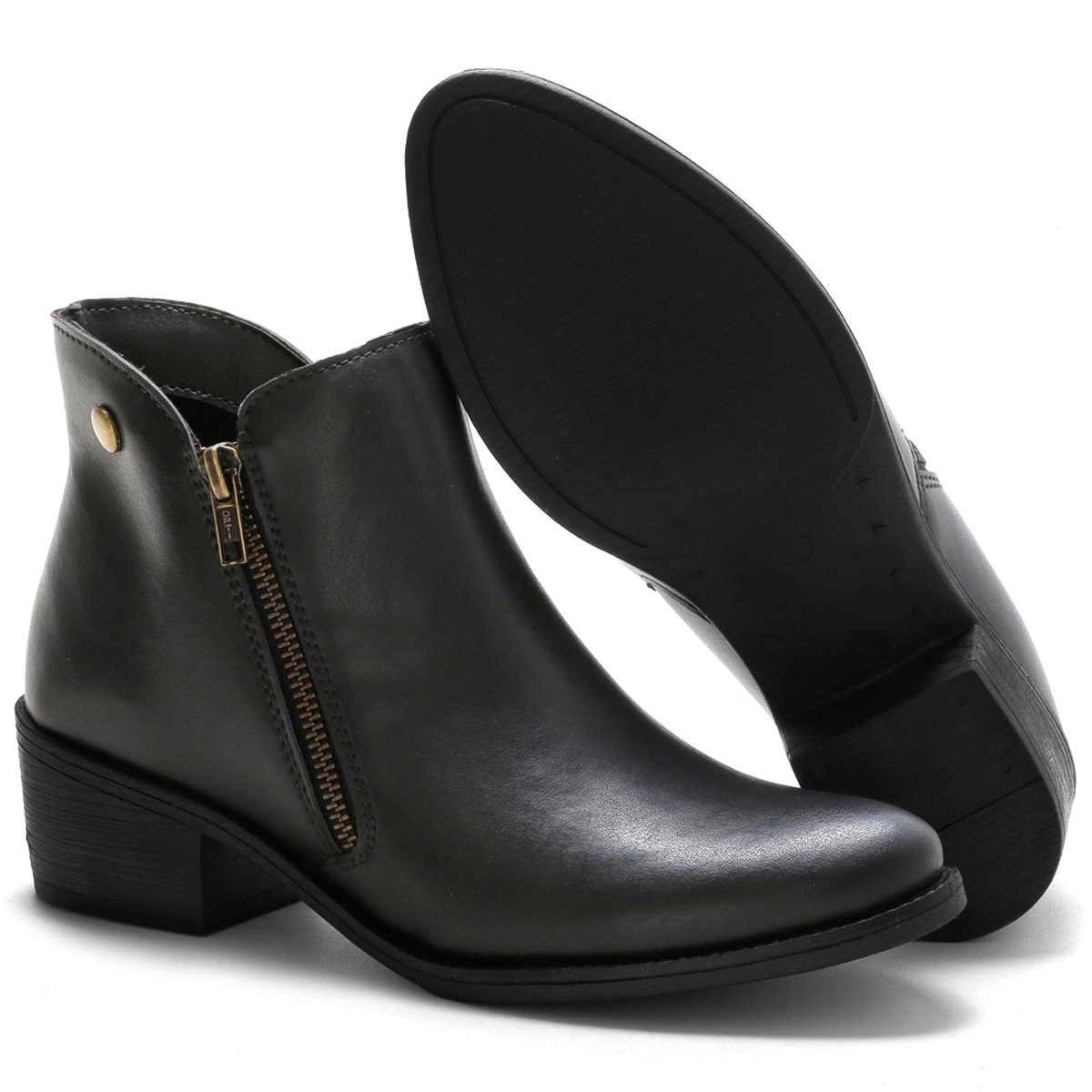 Bota Casual Feminina Bredeni Cotruno Salto Baixo Ziper Dia a Dia Conforto Preto 4