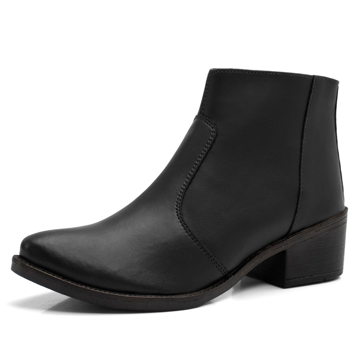 Bota Feminina Cano Curto Bredeni Coturno Com Ziper