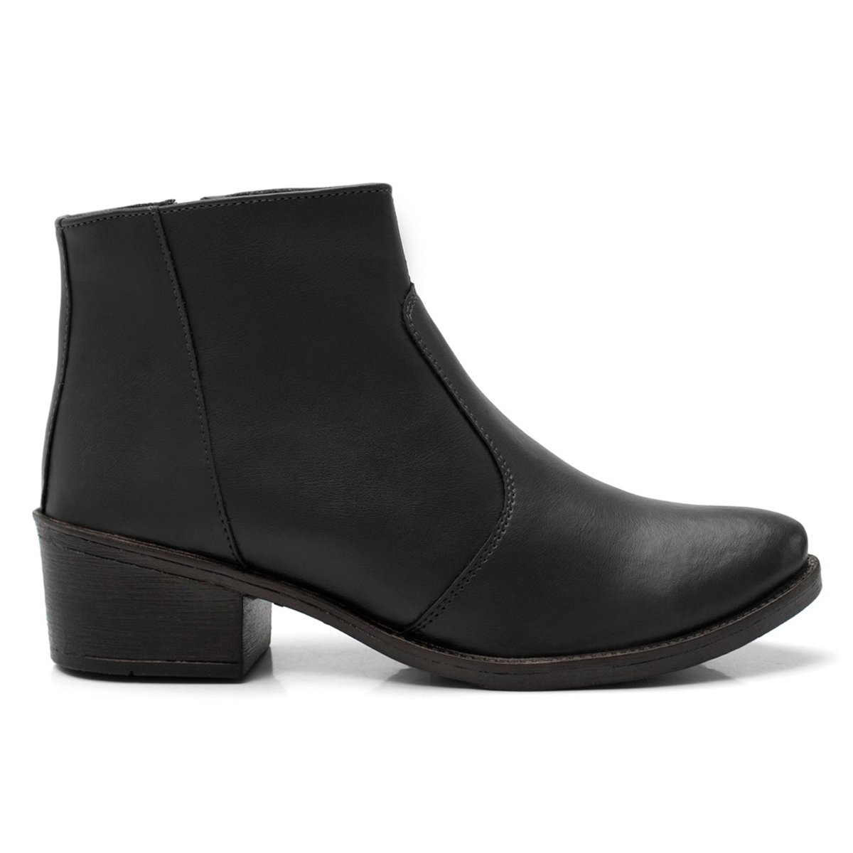 Bota Feminina Cano Curto Bredeni Coturno Com Ziper Preto 2