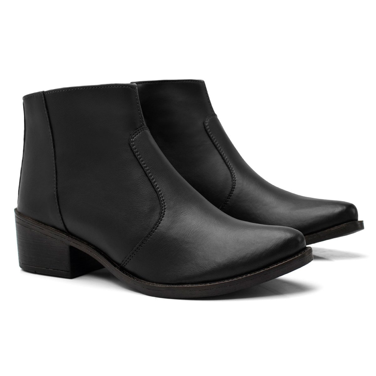 Bota Feminina Cano Curto Bredeni Coturno Com Ziper Preto 4