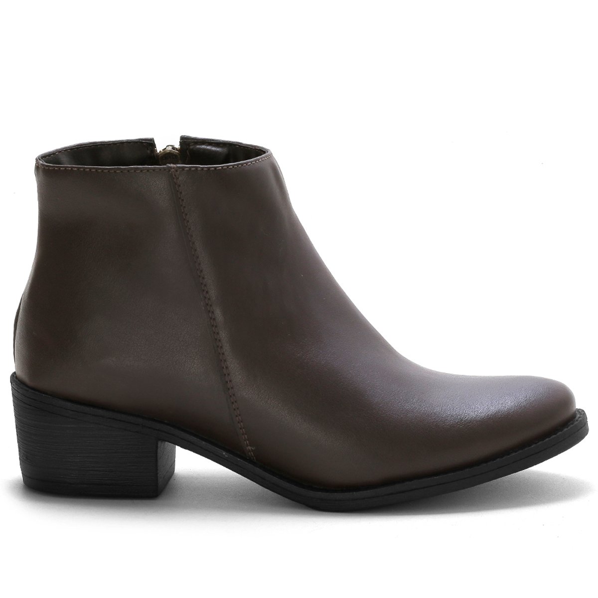 Bota Feminina Salto Baixo Bredeni Coturno Casual Ziper Conforto Estilo