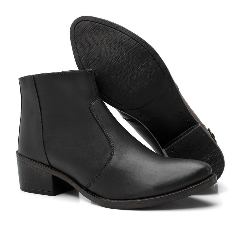 Kit 2 Bota Feminina Cano Curto Bredeni Coturno Com Ziper Confortavel Preto/Marrom 7