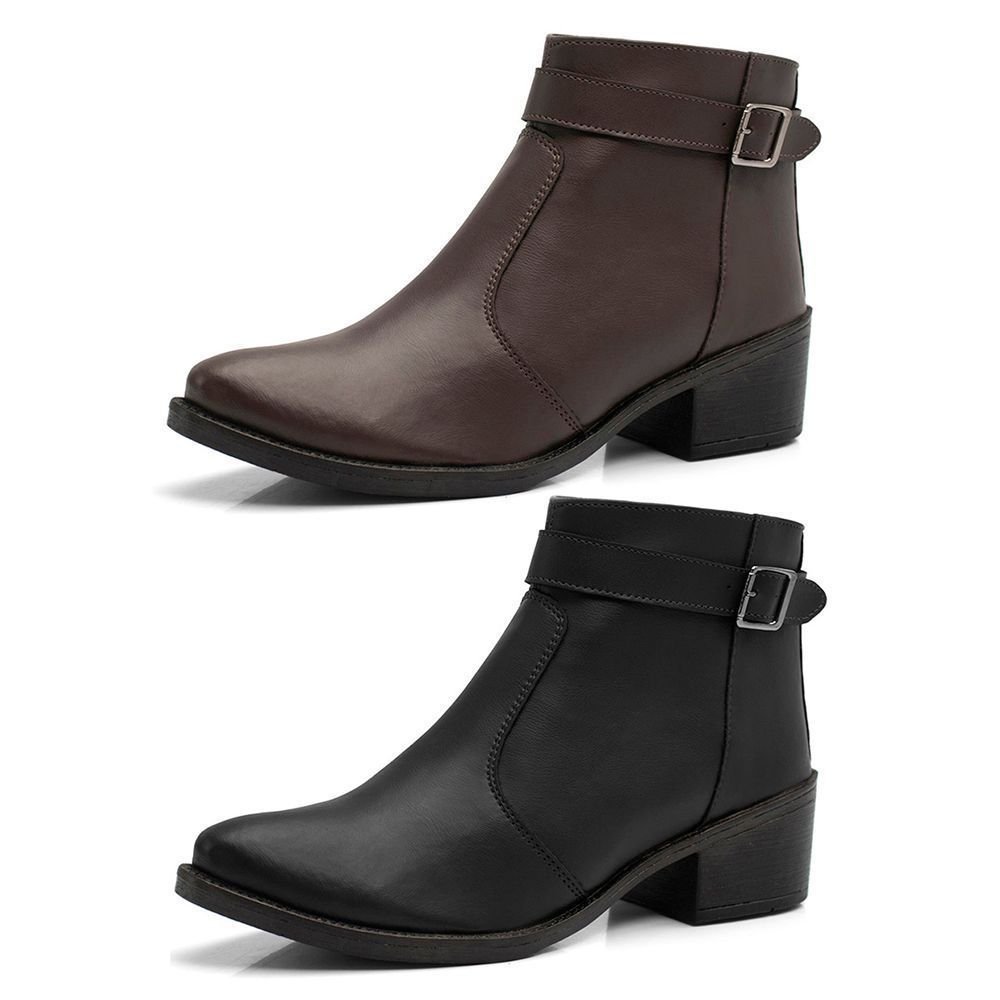 Kit 2 Bota Feminina Cano Curto Bredeni Coturno Com Fivela Ziper