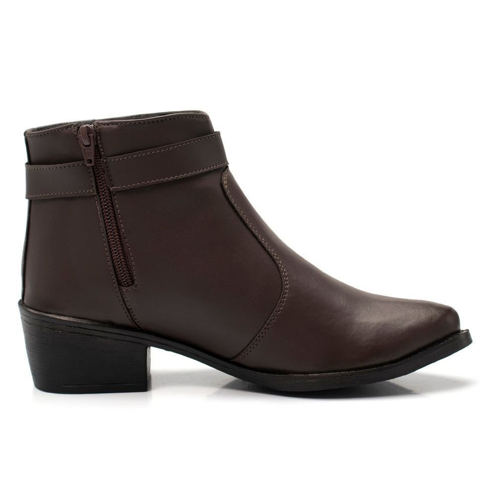 Kit 2 Bota Feminina Cano Curto Bredeni Coturno Com Fivela Ziper Preto/Marrom 2