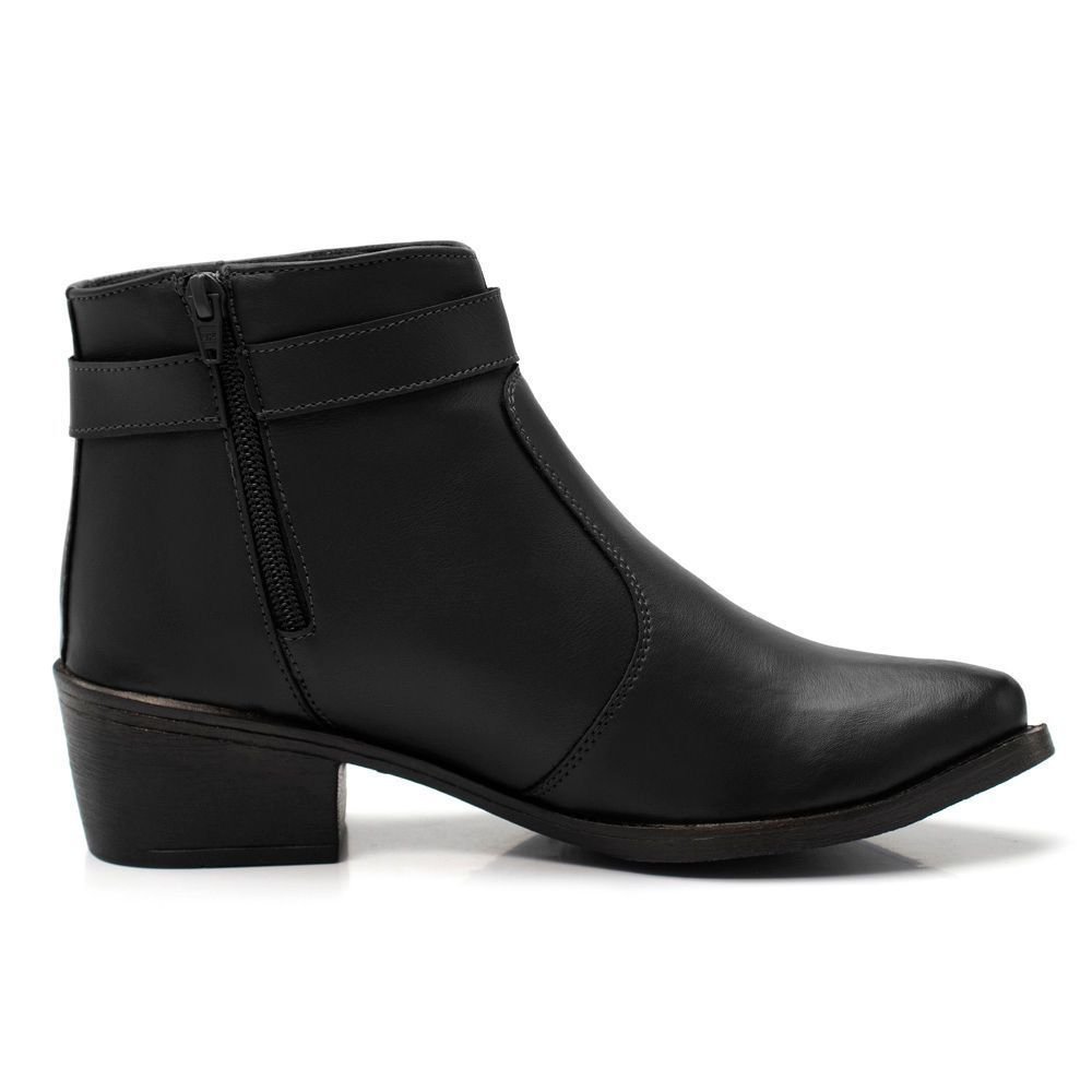 Kit 2 Bota Feminina Cano Curto Bredeni Coturno Com Fivela Ziper Preto/Marrom 5