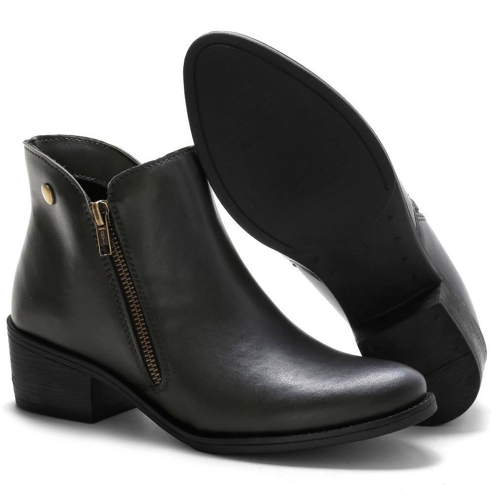 Kit 2 Bota Feminina Salto Baixo Bredeni Cotruno Casual Ziper Dia a Dia Conforto Preto/Marrom 7