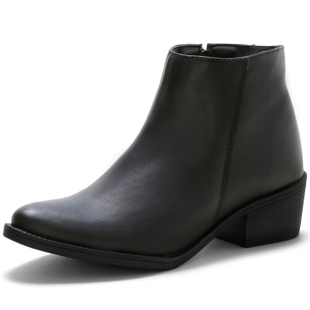 Kit 2 Bota Feminina Salto Baixo Bredeni Coturno Casual Ziper Conforto Estilo Preto/Marrom 5
