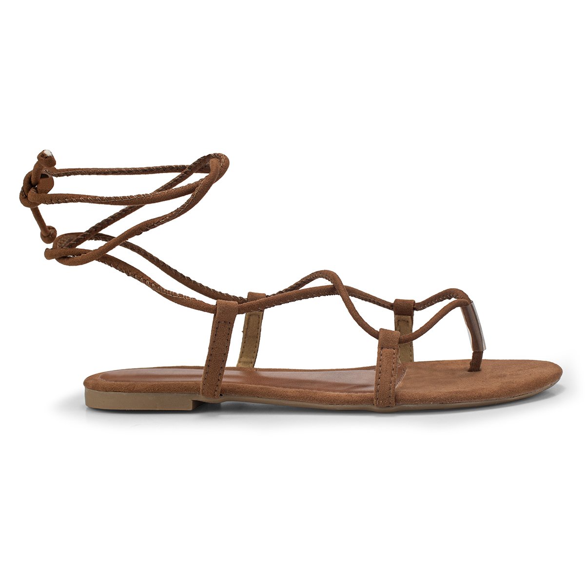 Sandalia Feminina Bredeni Rasteira Gladiadora Amarrar Perna Dourado