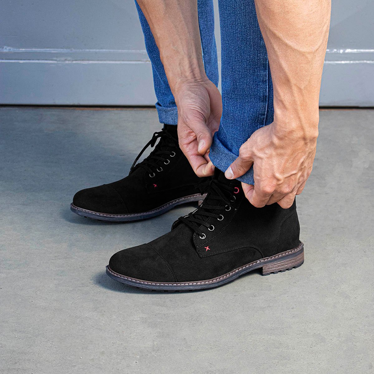 Bota Masculina Casual Bredeni Coturno Cano Medio Camurca Confortavel Macio Preto 7