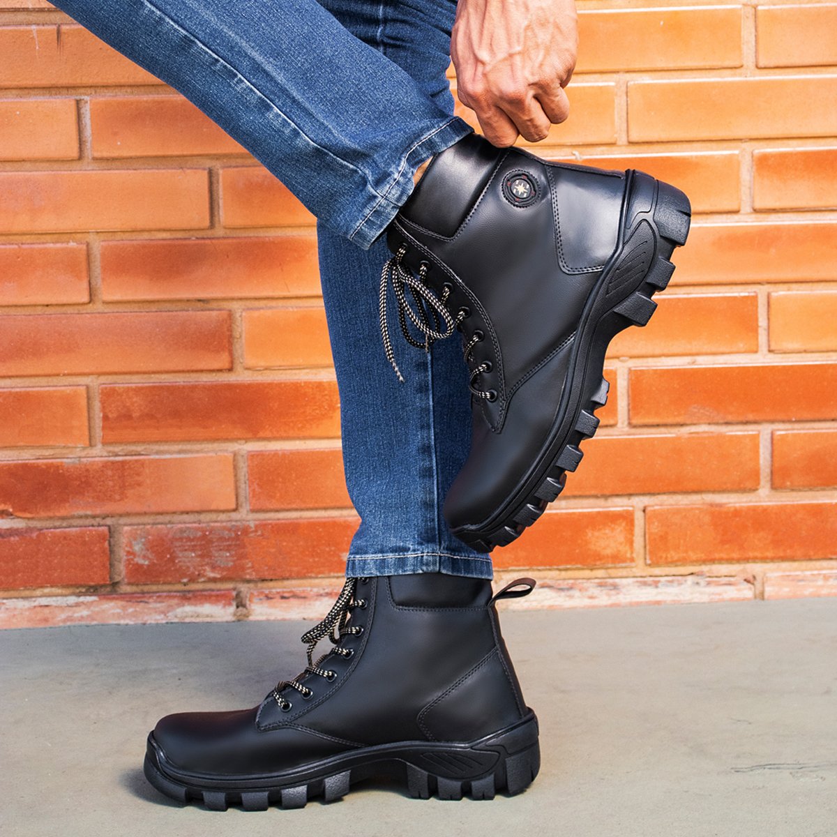 Bota Masculina Trilha Bredeni Coturno Estilo Adventure Confortavel Leve Preto 6