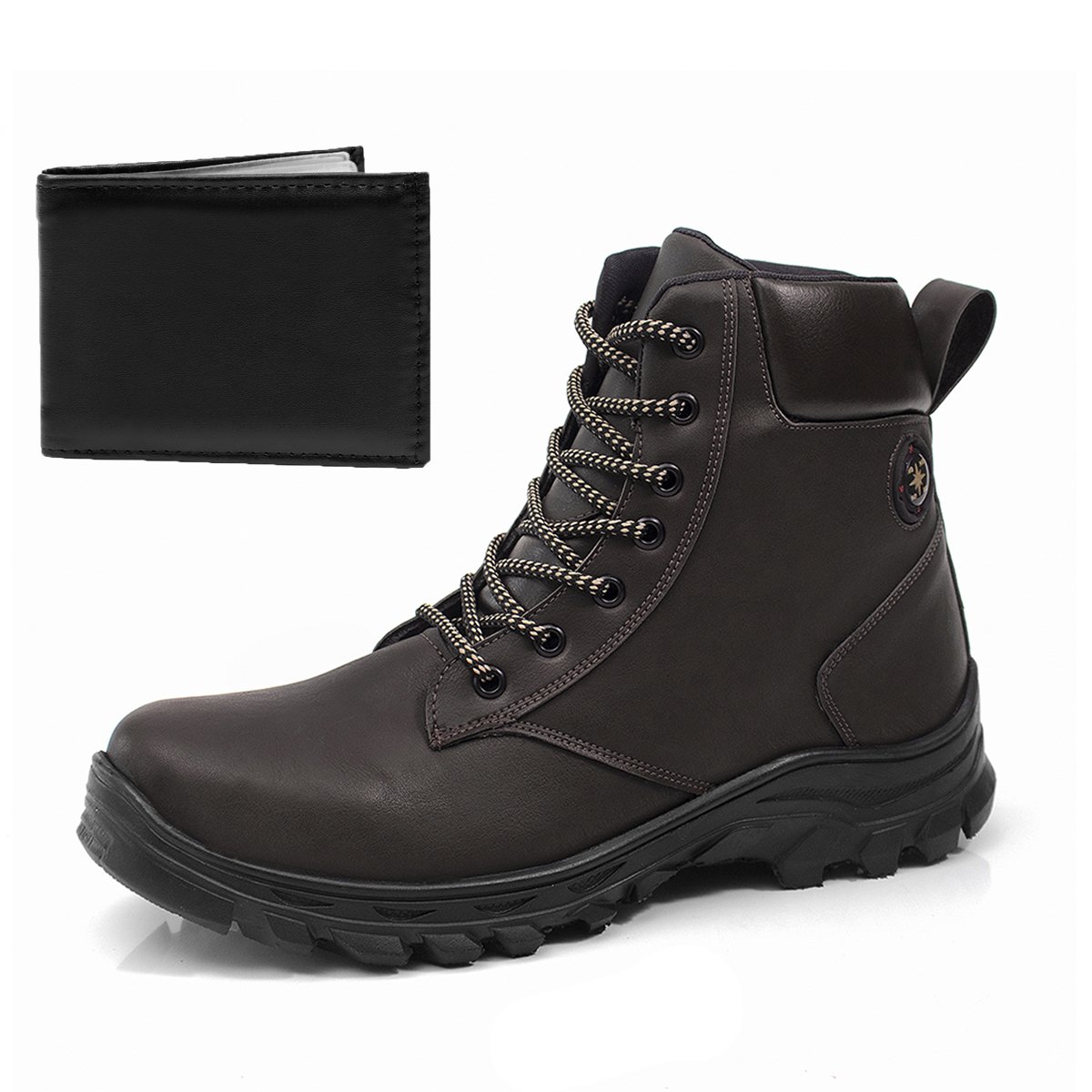 Bota Masculina Trilha Com Carteira Bredeni Coturno Estilo Adventure Confortavel Leve Marrom 2