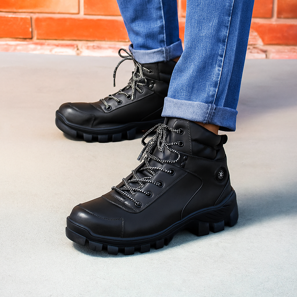 Bota Masculina Trakking Bredeni Coturno Estilo Adventure Confortavel Leve Preto 6