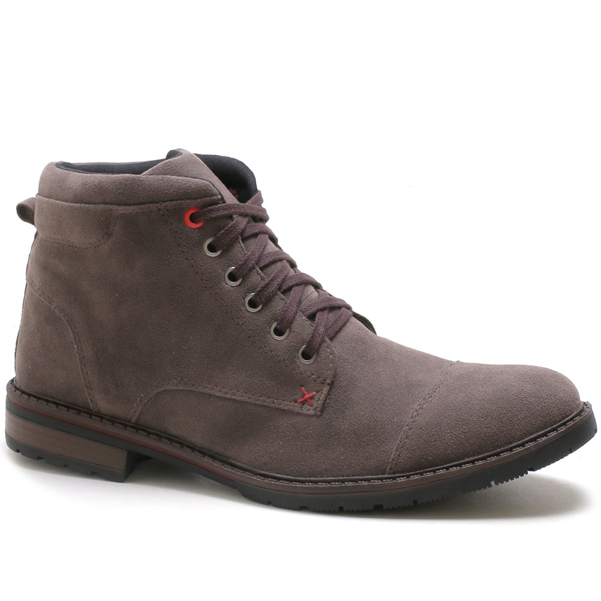Bota Masculina Casual Com Carteira Bredeni Coturno Cano Medio Camurca Confortavel Macio
