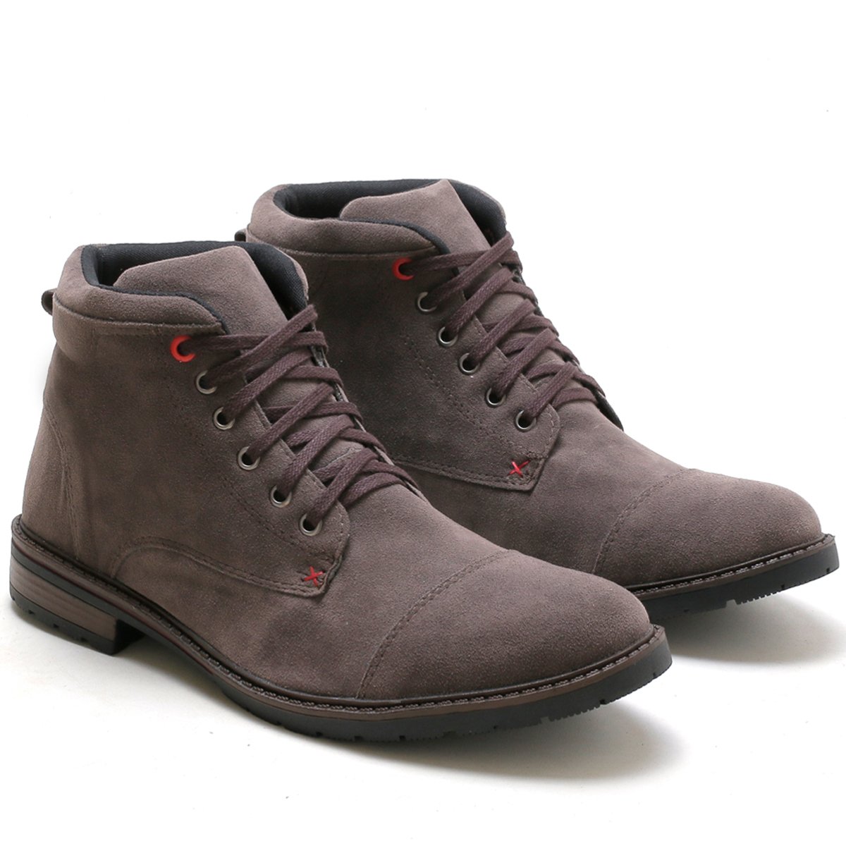 Bota Masculina Casual Com Carteira Bredeni Coturno Cano Medio Camurca Confortavel Macio Cinza 3