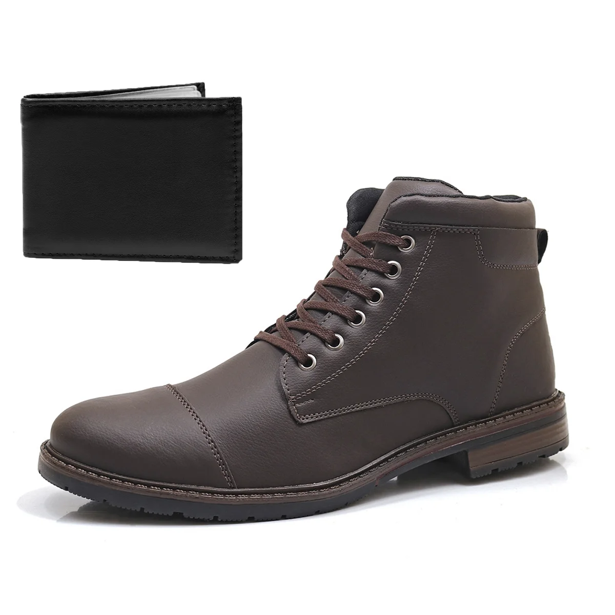 Bota Masculina Casual Com Carteira Bredeni Coturno Cano Baixo Confortavel Macio Leve Marrom 2