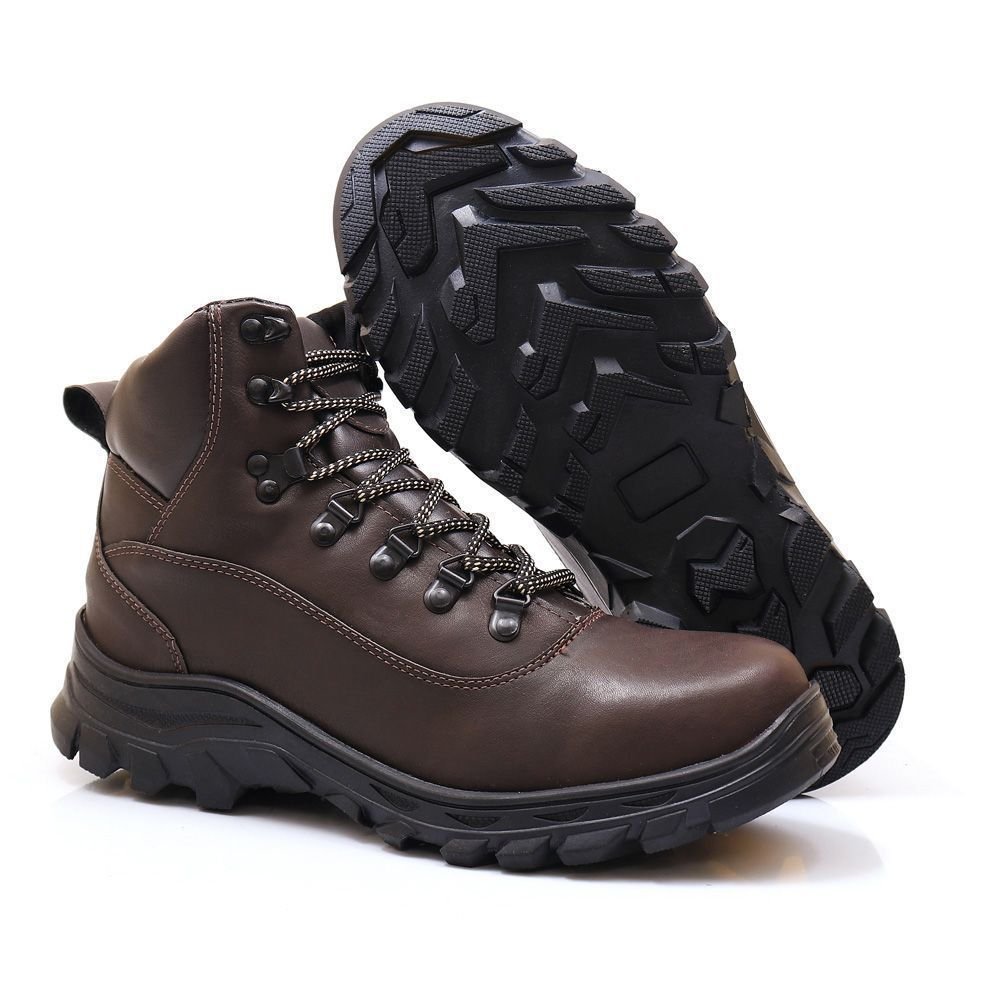 Kit 2 Bota Masculina Adventure Bredeni Coturno Trilha Confortavel Estiloso Preto/Marrom 6