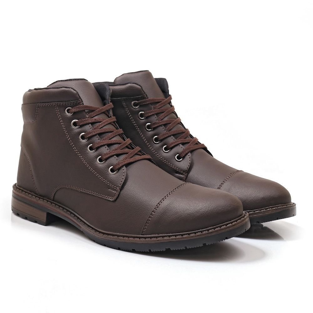 Kit 2 Bota Masculina Casual Bredeni Coturno Cano Baixo Confortavel Macio Leve Marrom/Preto 3