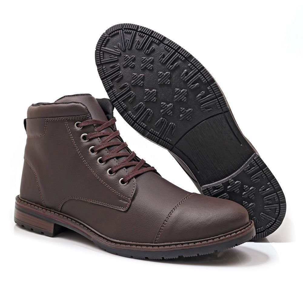 Kit 2 Bota Masculina Casual Bredeni Coturno Cano Baixo Confortavel Macio Leve Marrom/Preto 4