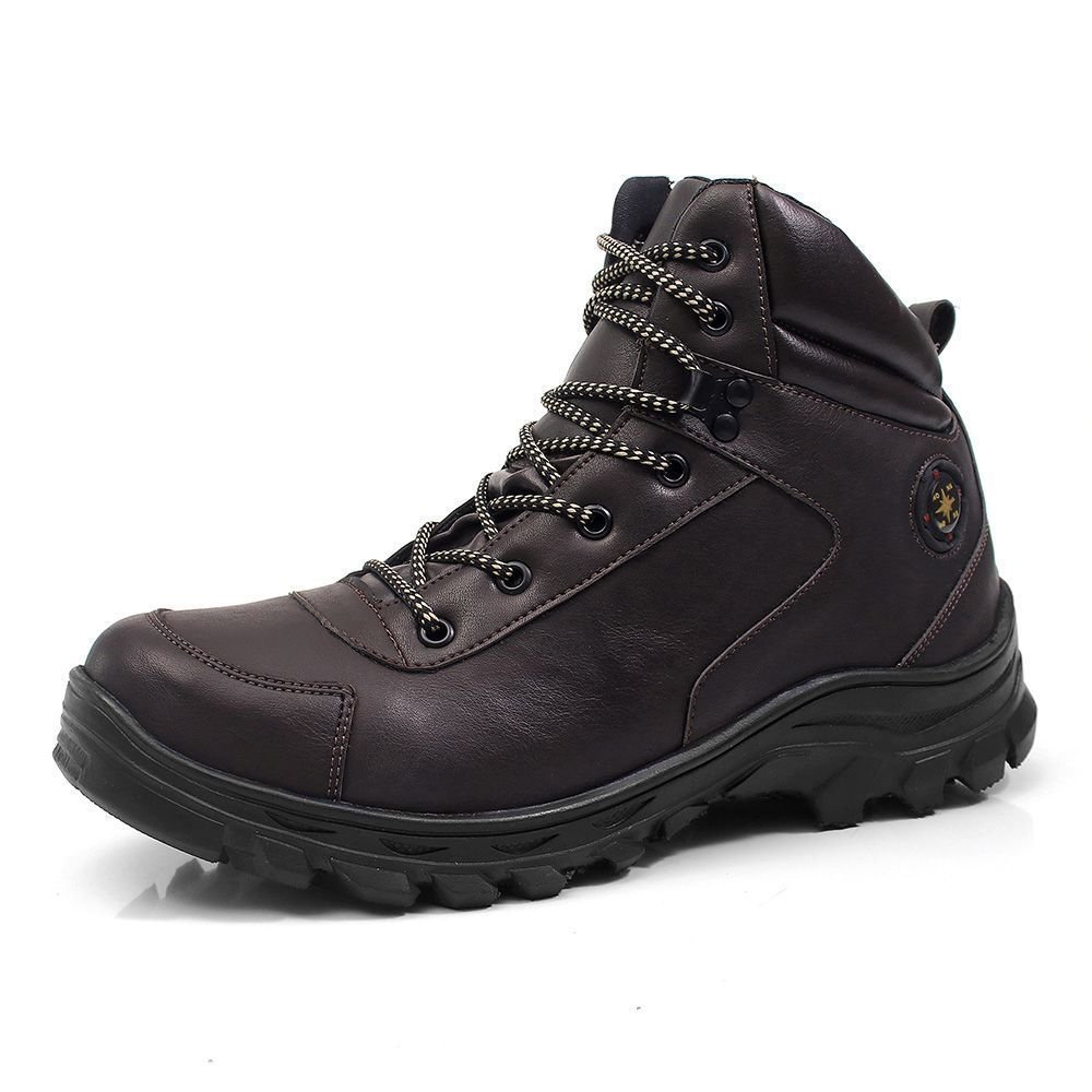 Kit 2 Bota Masculina Trakking Bredeni Coturno Estilo Adventure Confortavel Leve Preto/Marrom 2