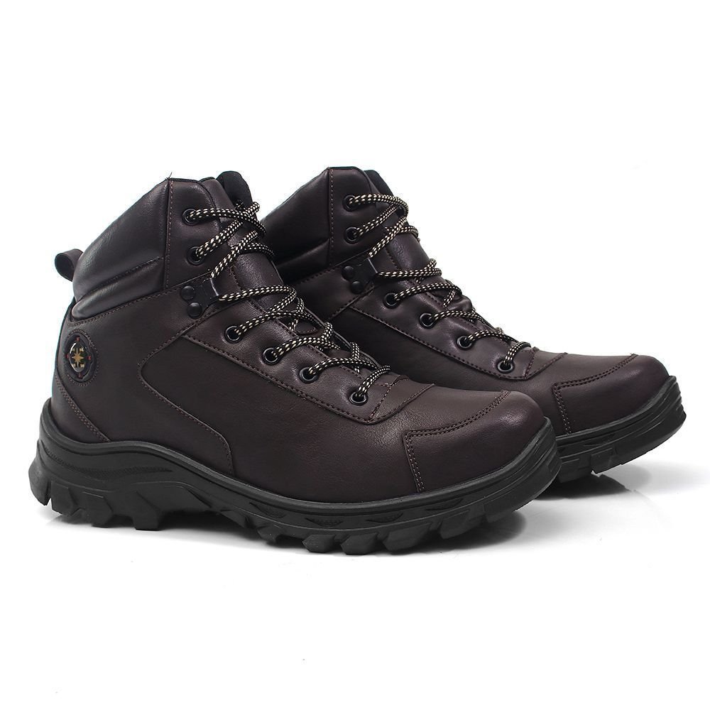 Kit 2 Bota Masculina Trakking Bredeni Coturno Estilo Adventure Confortavel Leve Preto/Marrom 3