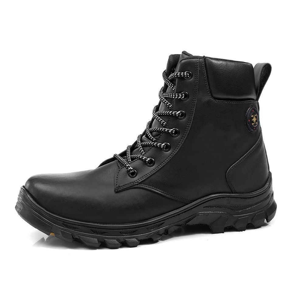 Kit 2 Bota Masculina Trilha Bredeni Coturno Estilo Adventure Confortavel Leve Preto/Marrom 5