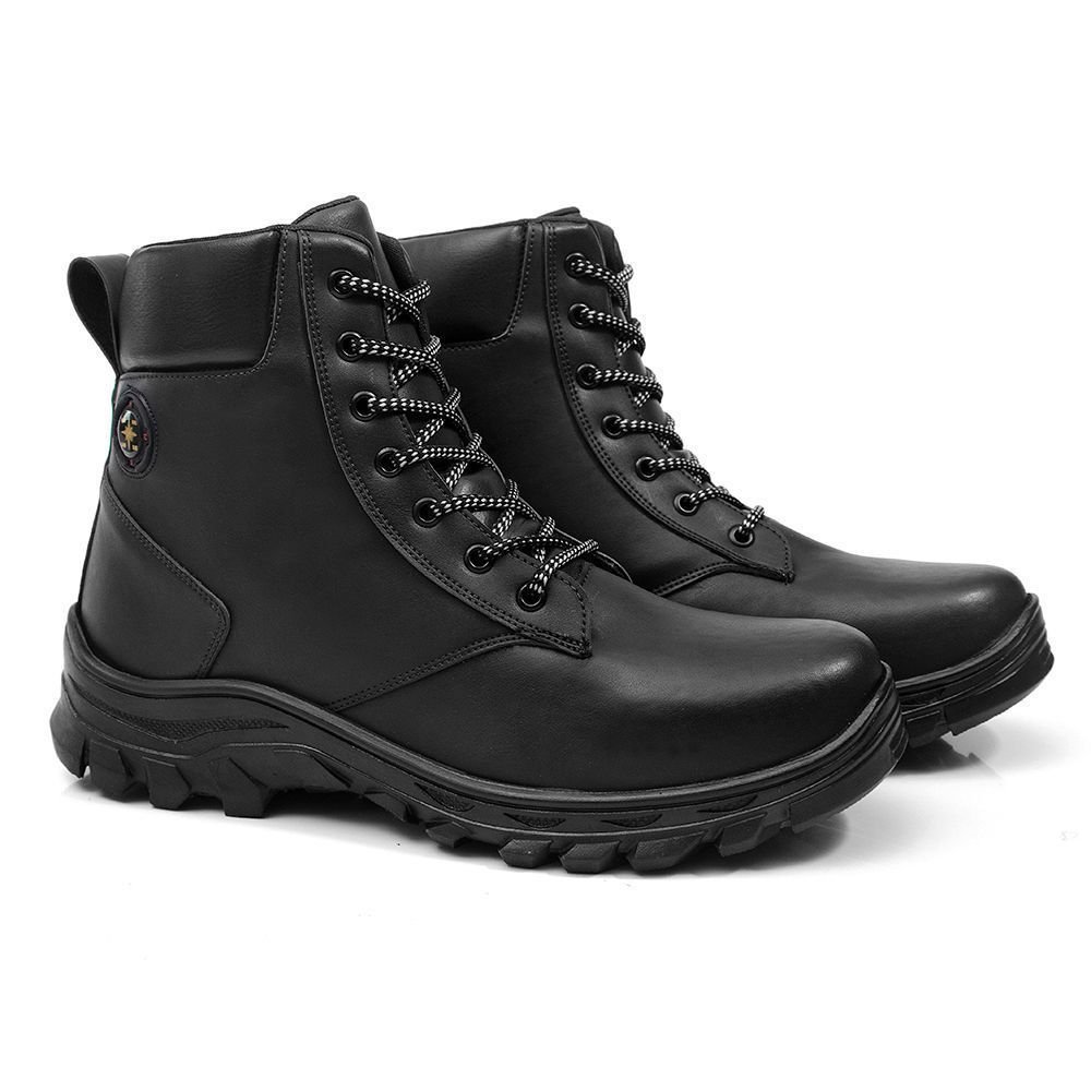 Kit 2 Bota Masculina Trilha Bredeni Coturno Estilo Adventure Confortavel Leve Preto/Marrom 6