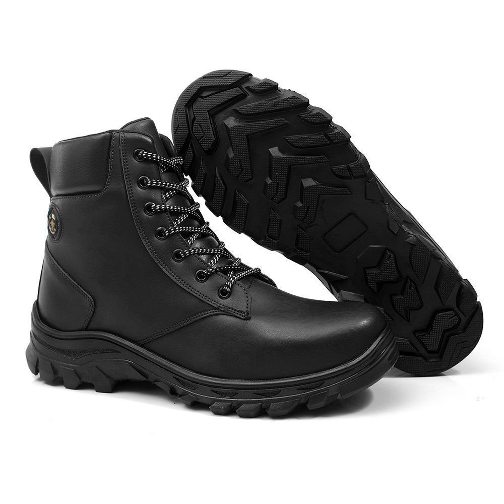 Kit 2 Bota Masculina Trilha Bredeni Coturno Estilo Adventure Confortavel Leve Preto/Marrom 7