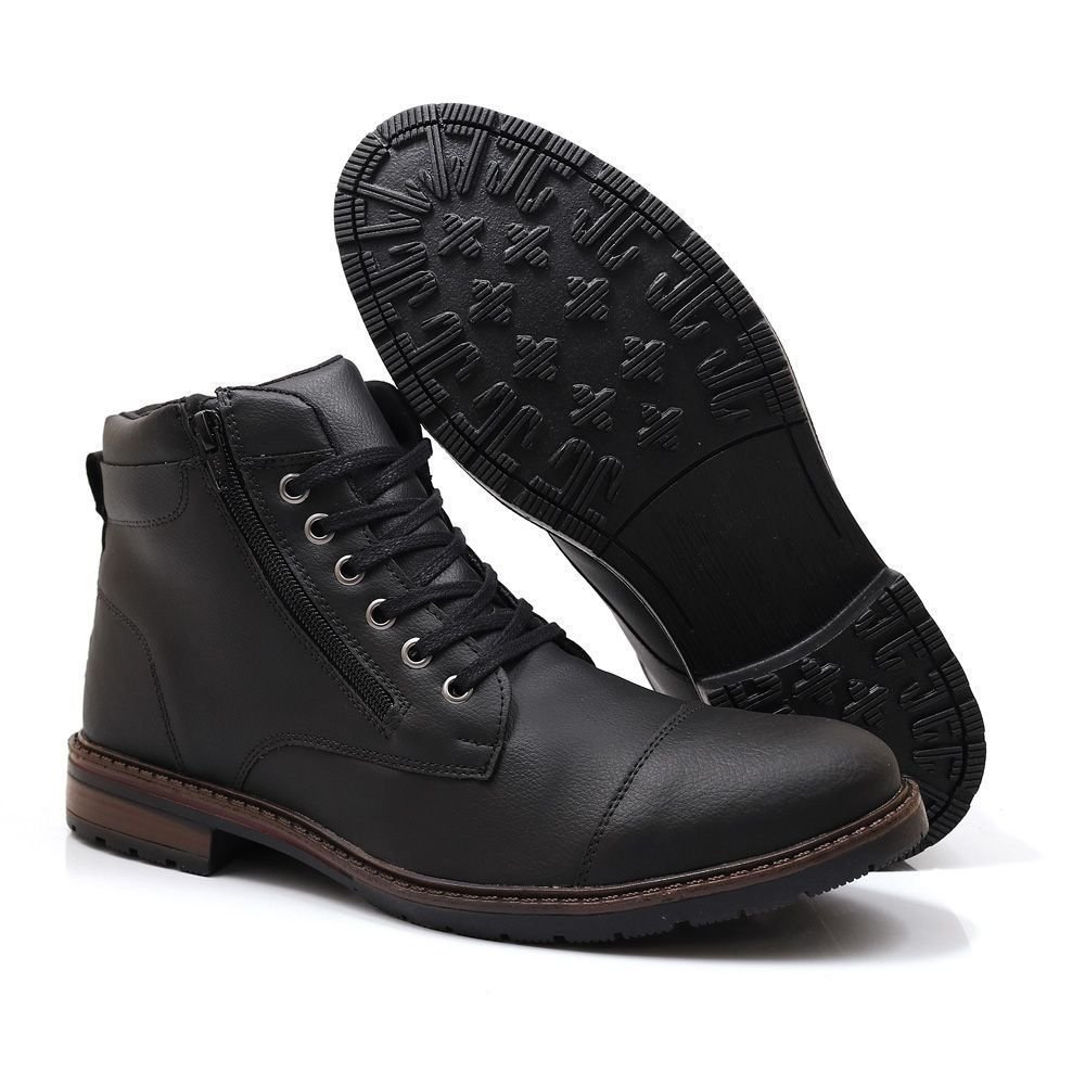 Kit 2 Bota Masculina Casual Bredeni Coturno Cano Baixo Confortavel Com Ziper Preto/Marrom 7