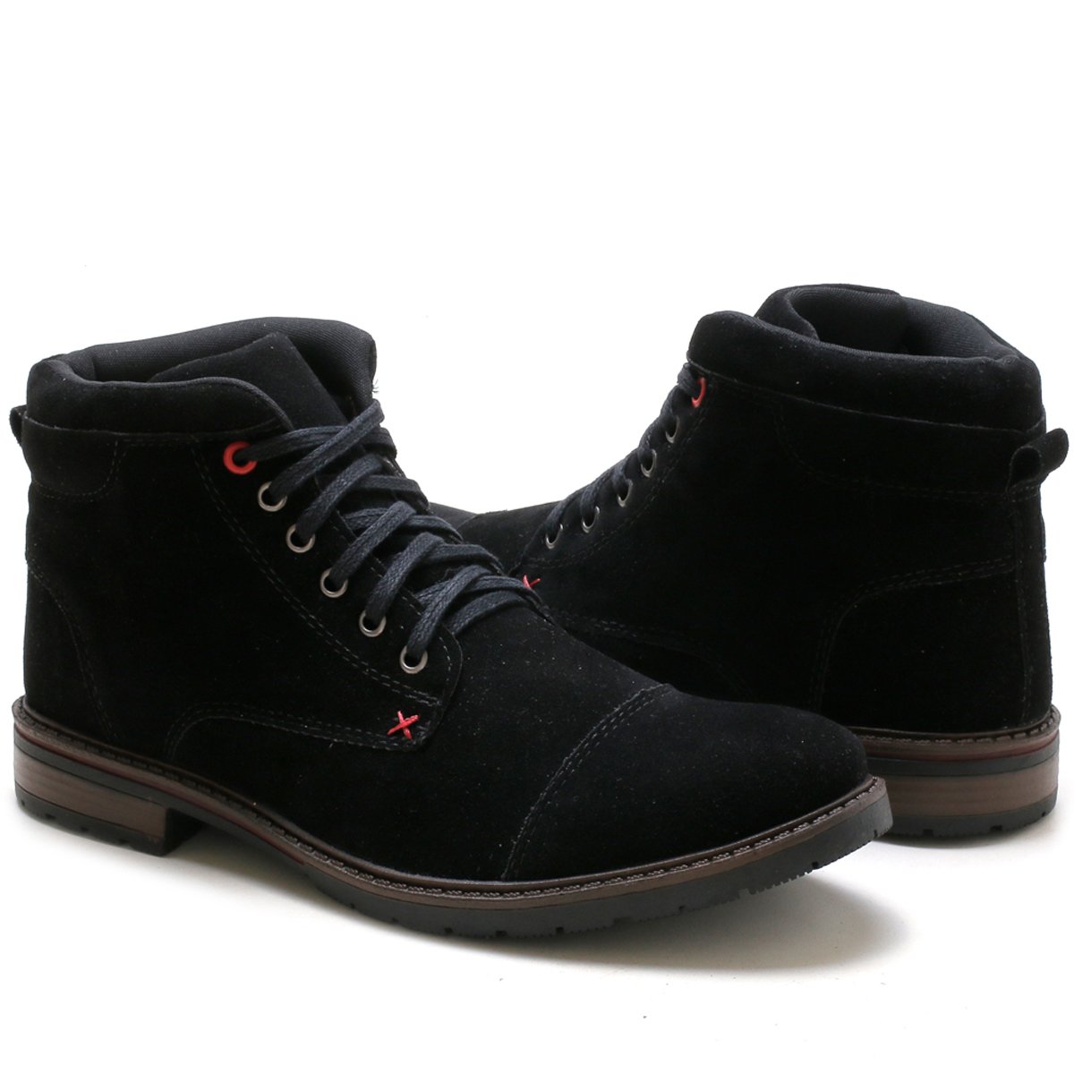 Bota Masculina Casual Bredeni Coturno Cano Medio Camurca Confortavel Leve Marrom/Preto 10